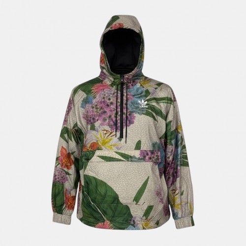 Adidas Originals Floral Print Half Zip Hoodie Jacket Pre Owned